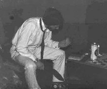 The Artist in pensive mood during performance of ABSTRACT DEPRESSIONISM